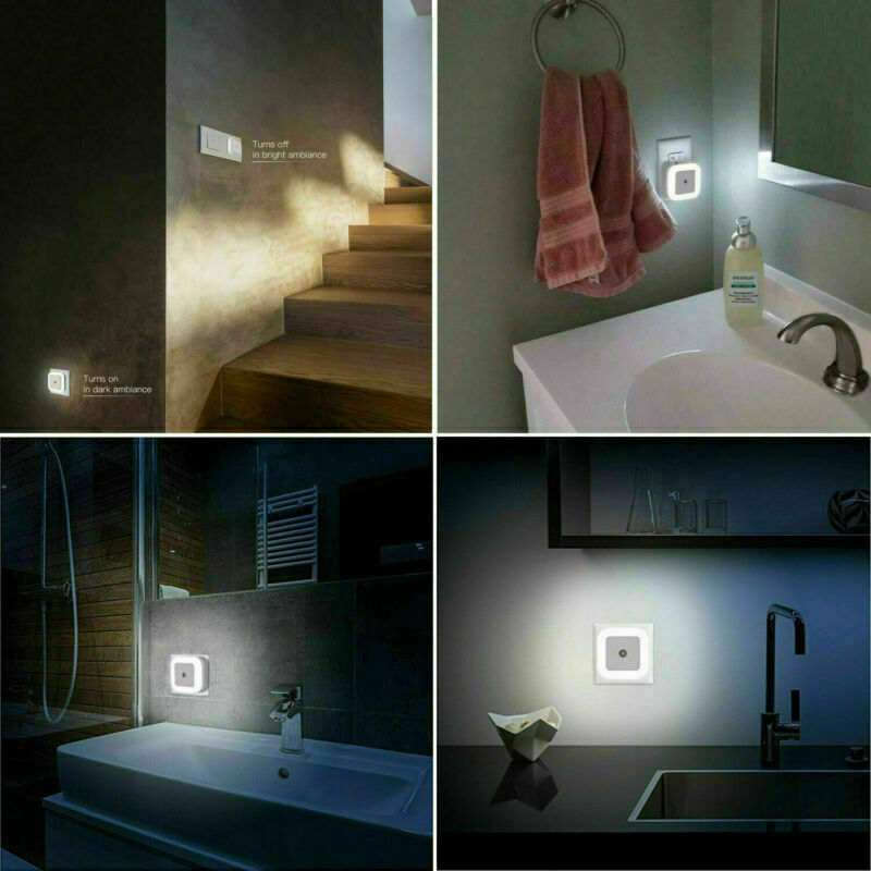 6Pcs Plug-in LED Night Light Lamp Dusk to Dawn Sensor Hallway Kitchen Bathroom