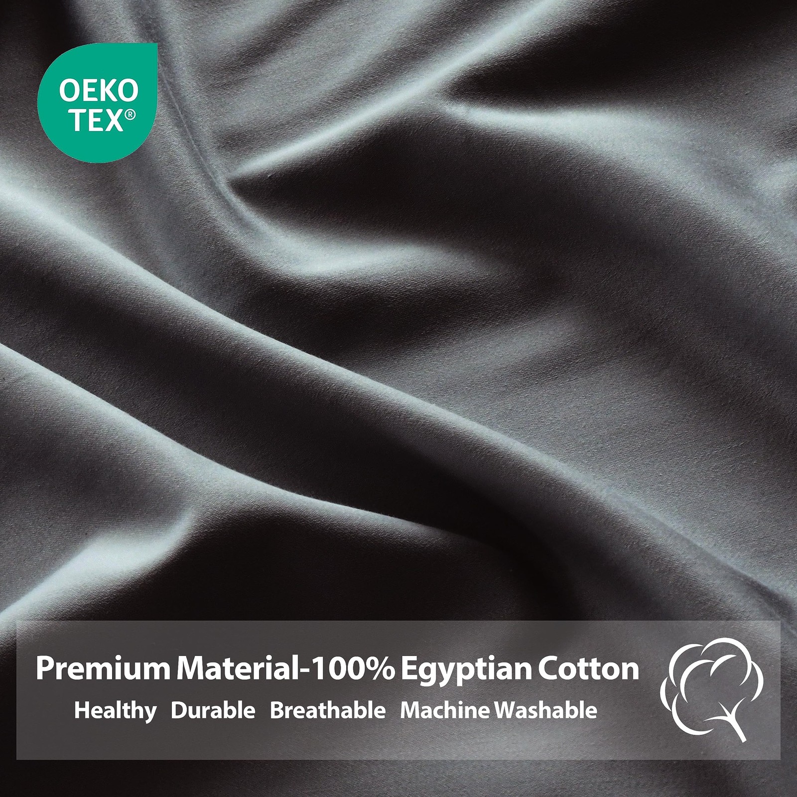King 100% Egyptian Cotton 400TC Sateen Fitted Sheet Deep Pocket 15 In