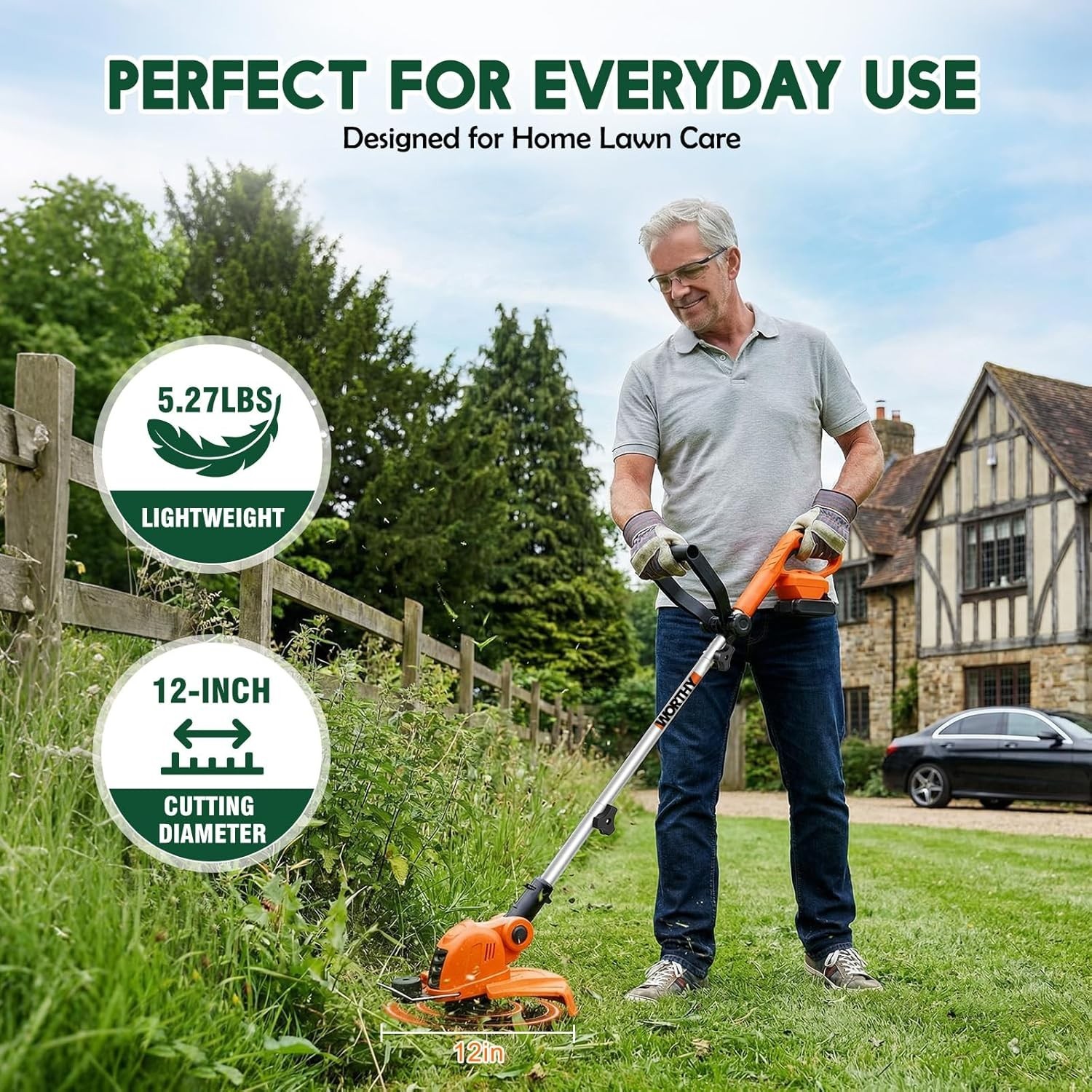 Weed Wacker Weed Eater 21V: Cordless Electric String Trimmer and Edger Lawn T…