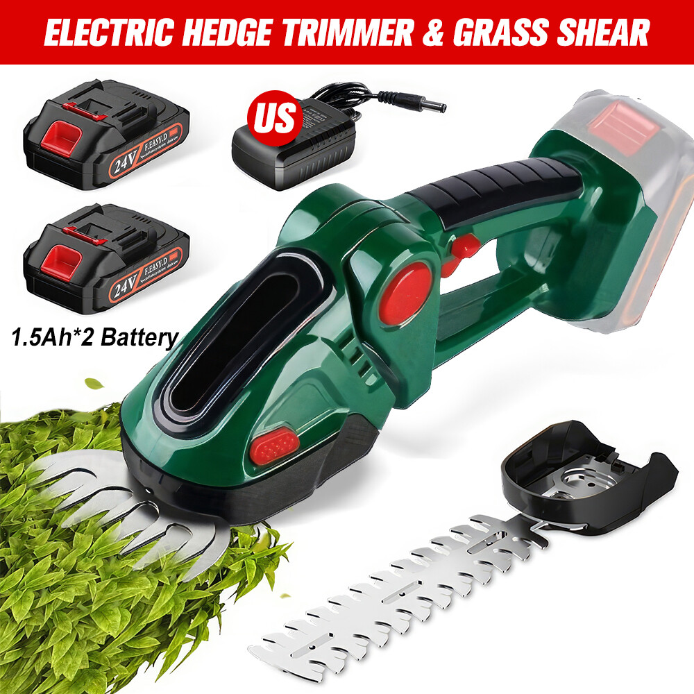 Electric Hedge Trimmer Cordless Power Hedge Trimmer with 2 Battery 1 Charger