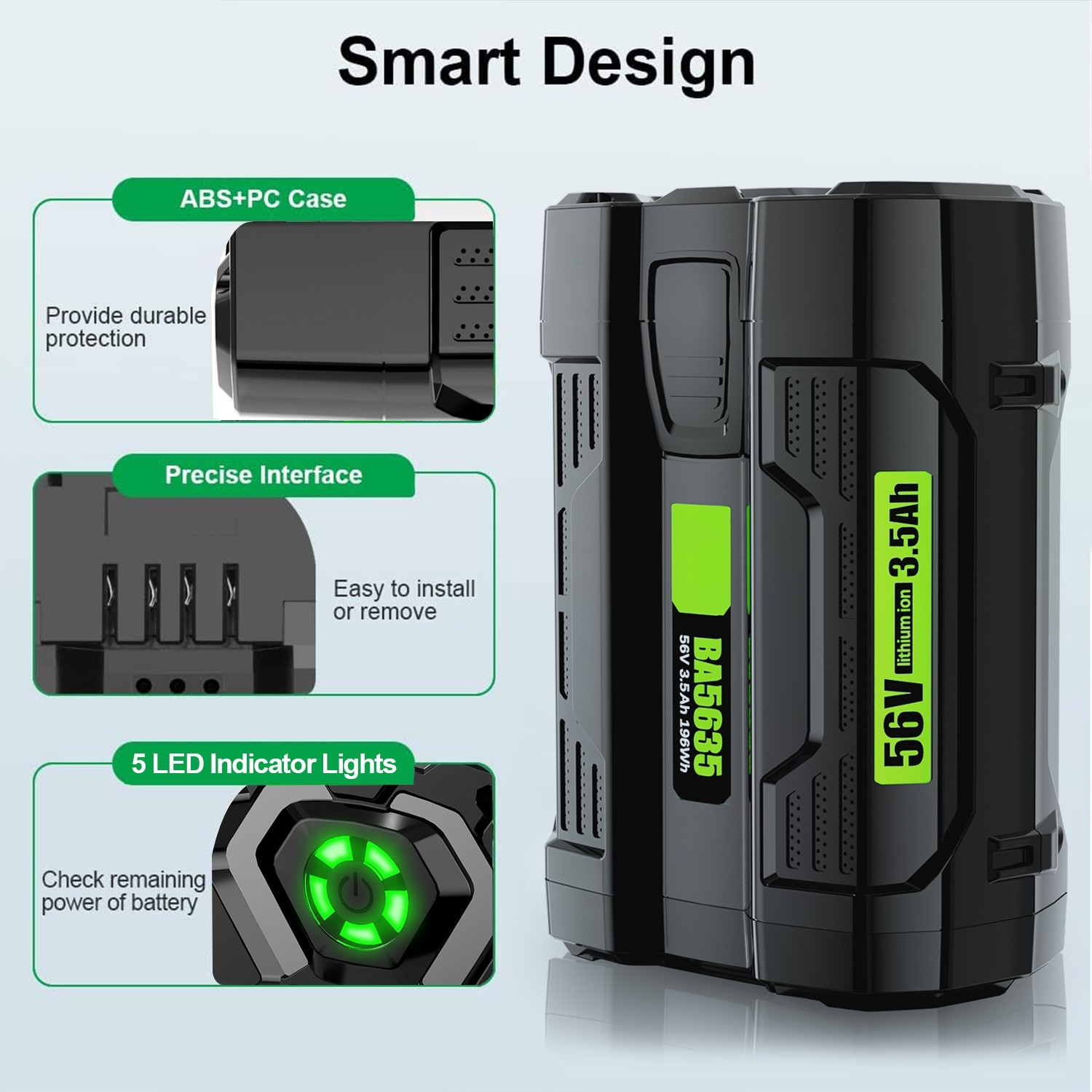 For EGO Power+ Lithium-Ion Battery 56V 3.5Ah BA1400 BA4200 BA2800T w/Fuel Gauge