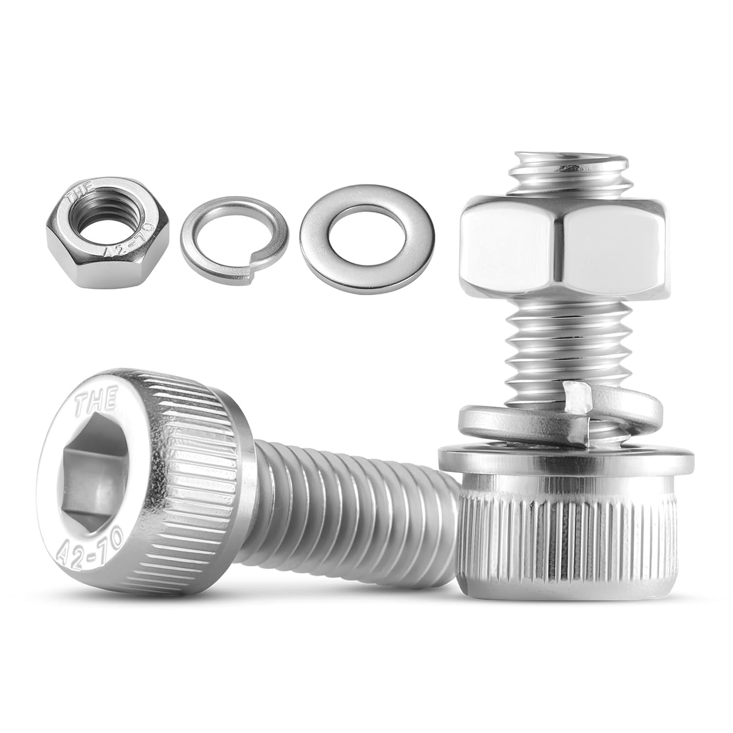 M3/4/5 Hex Socket Head Cap Screws Bolts Nuts & Washers Assortment Kit (4-100mm)