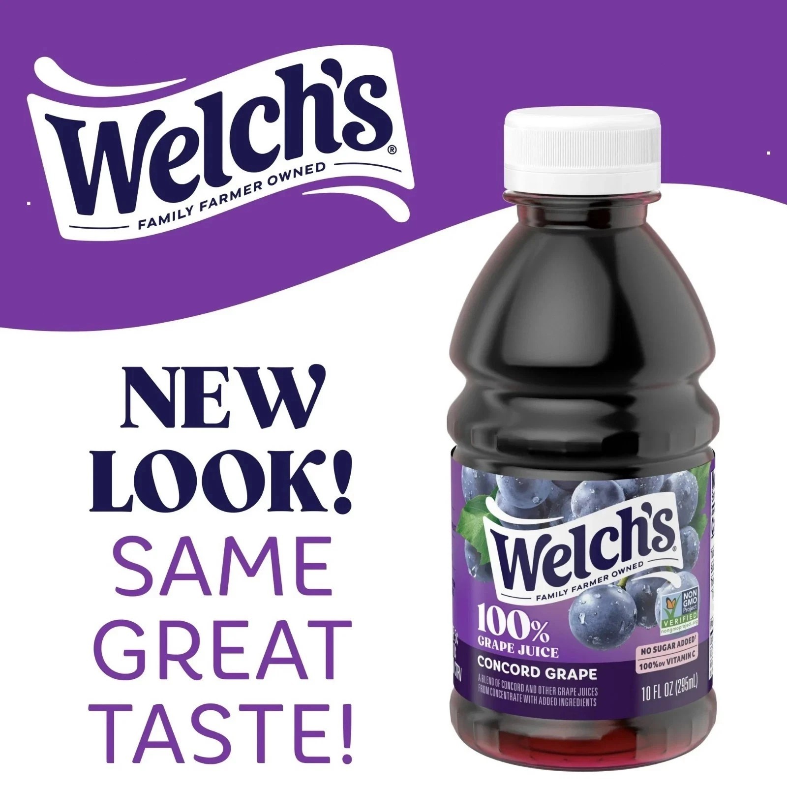 Pack of 6 Welch’s 100% Concord Grape Juice, 10 fl oz Portable Bottles