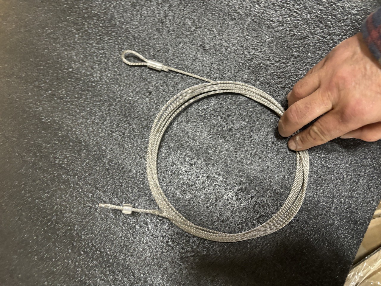 14ft Galvanized Uncoated Wire Rope with Loop and Stop, 1/4in Thick