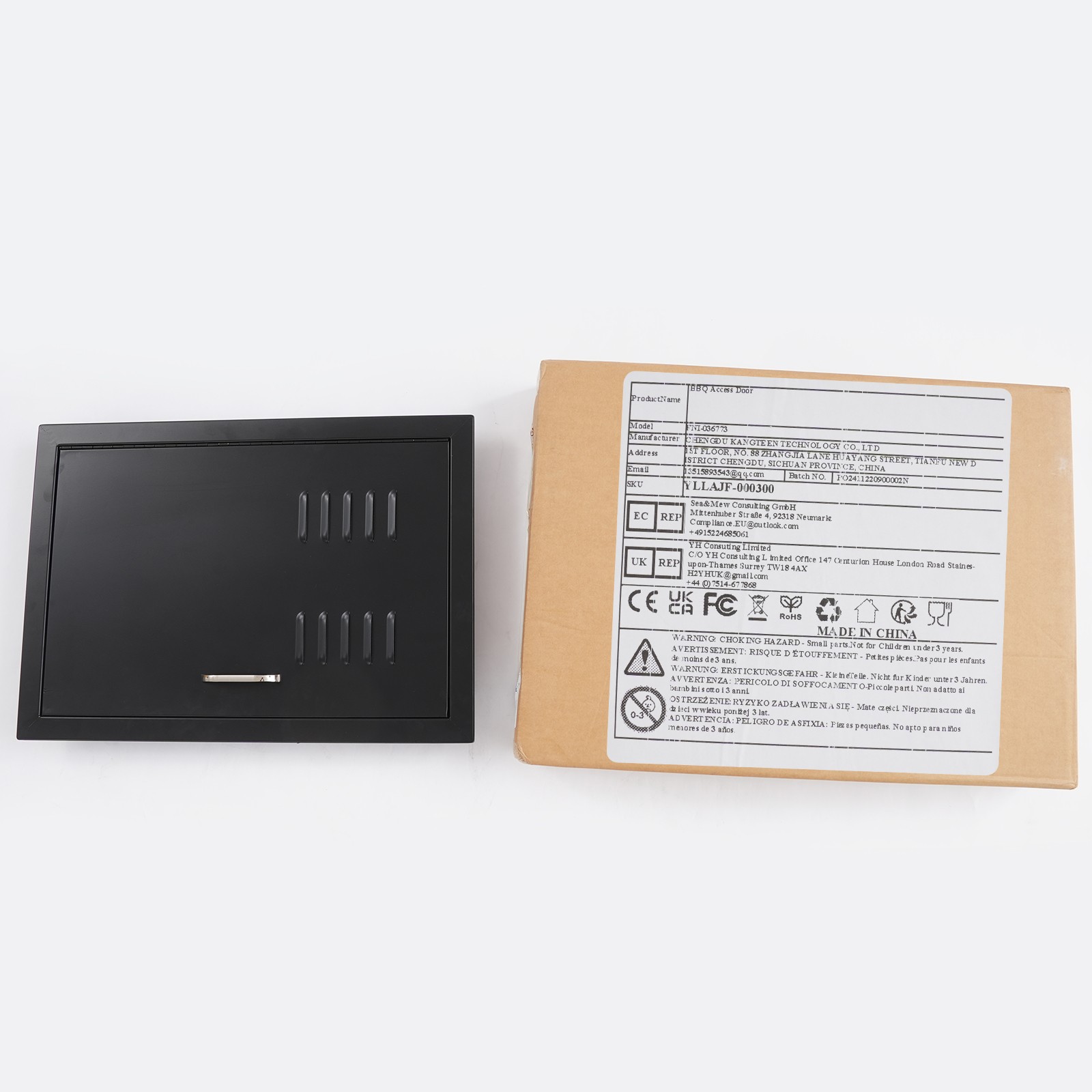 BBQ Access Door Black, Kitchen Doors, Flush Mount Single Vertical Door for BBQ