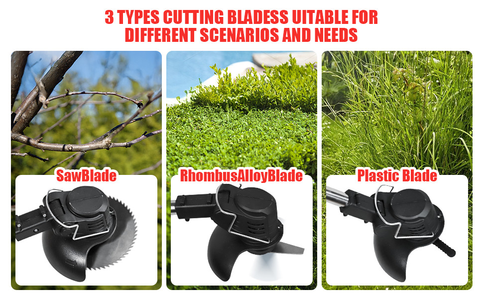 2500W Cordless Weed Eater Electric Brush Cutter Grass String Trimmer Lawn Edger