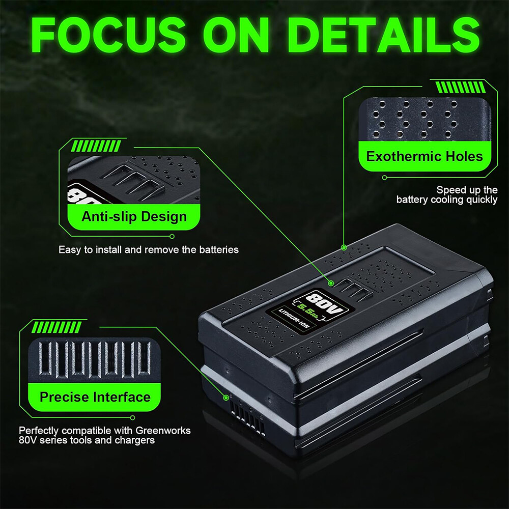 80V Lithium Ion 5.0Ah Rechargeable Li-ion Battery BAB727 GBA80200 FOR Greenworks