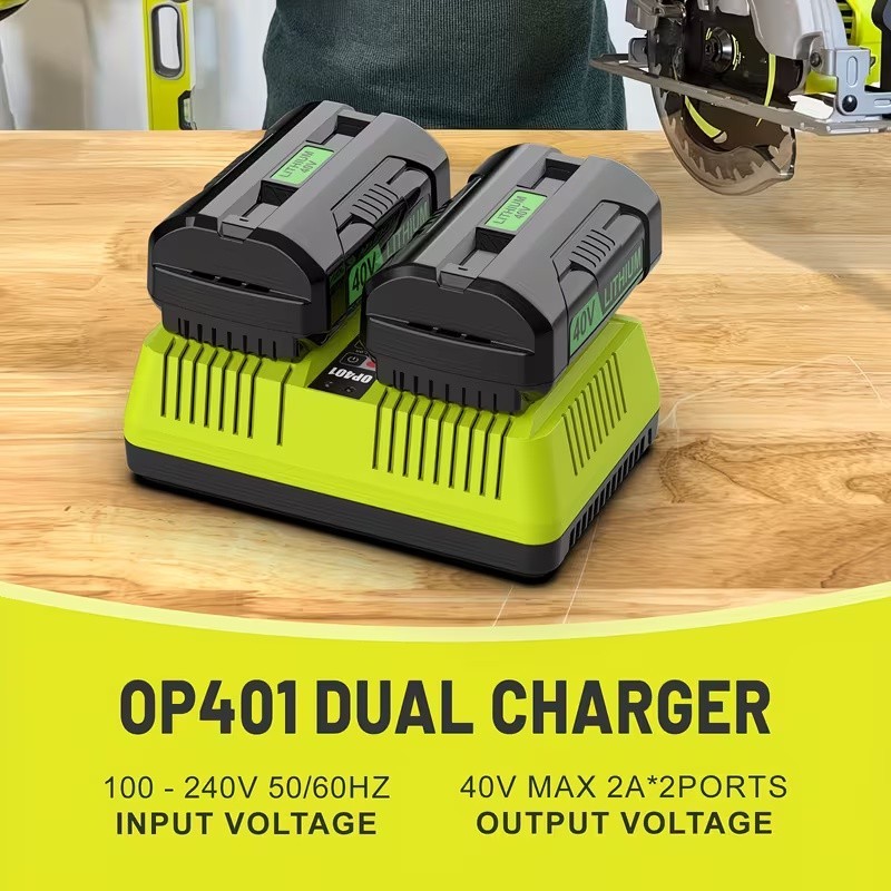 For Ryobi 40V Dual Port Rapid Charger 40 Volt Battery OP401 OP4050 OP4040