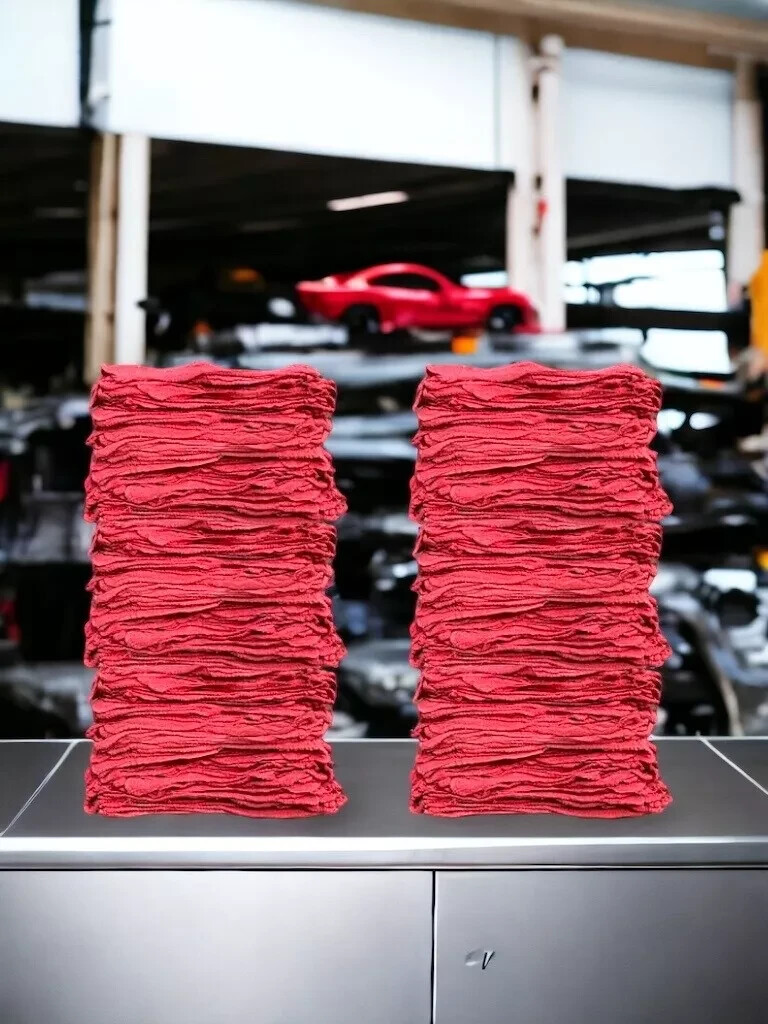 100% Cotton X-Large 15×15 Red Shop Towels Multiple Pack, Quality Cleaning Rags