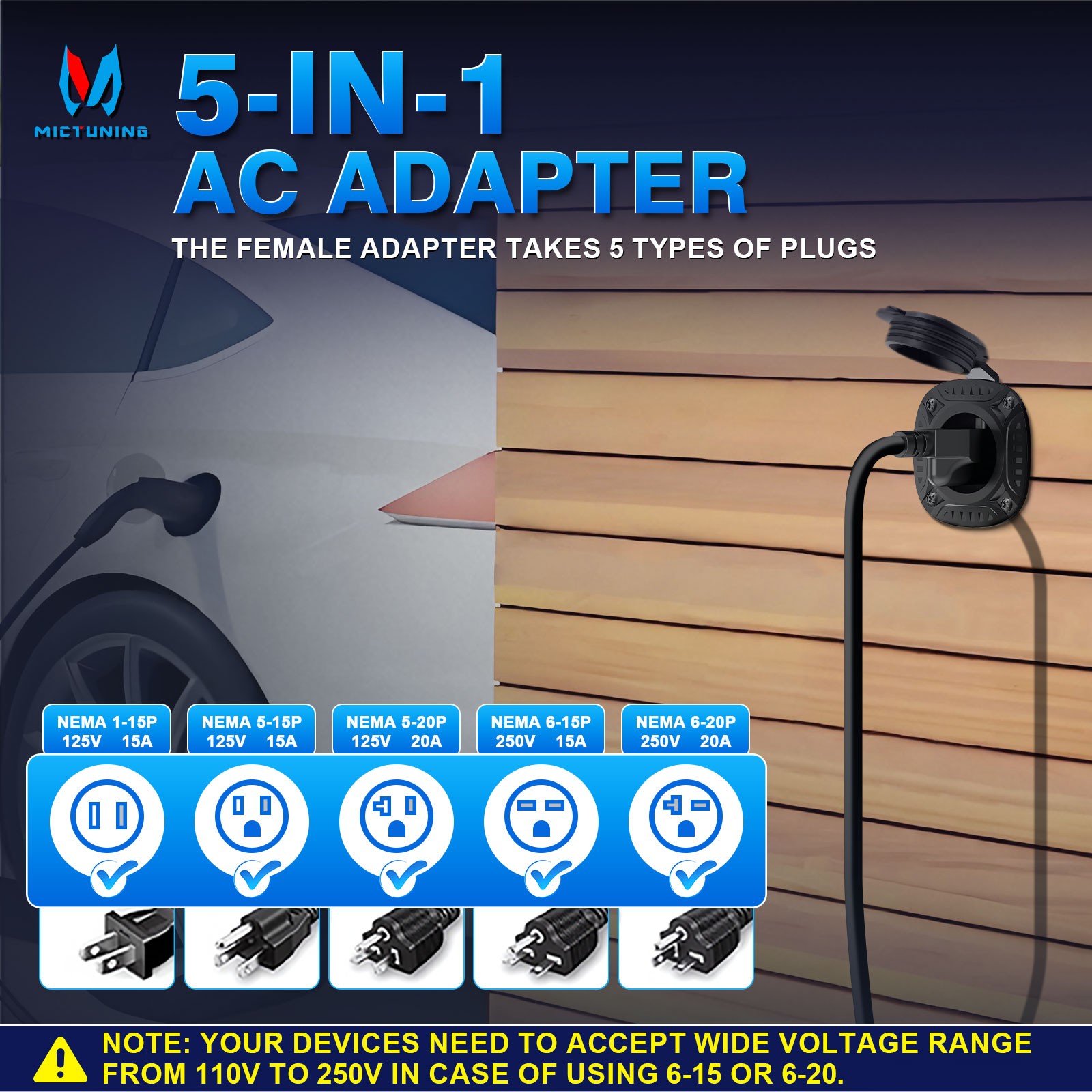 18″ 125V 15Amp AC Plug Port Extension Cord Splitter Cables RV Trailer Waterproof