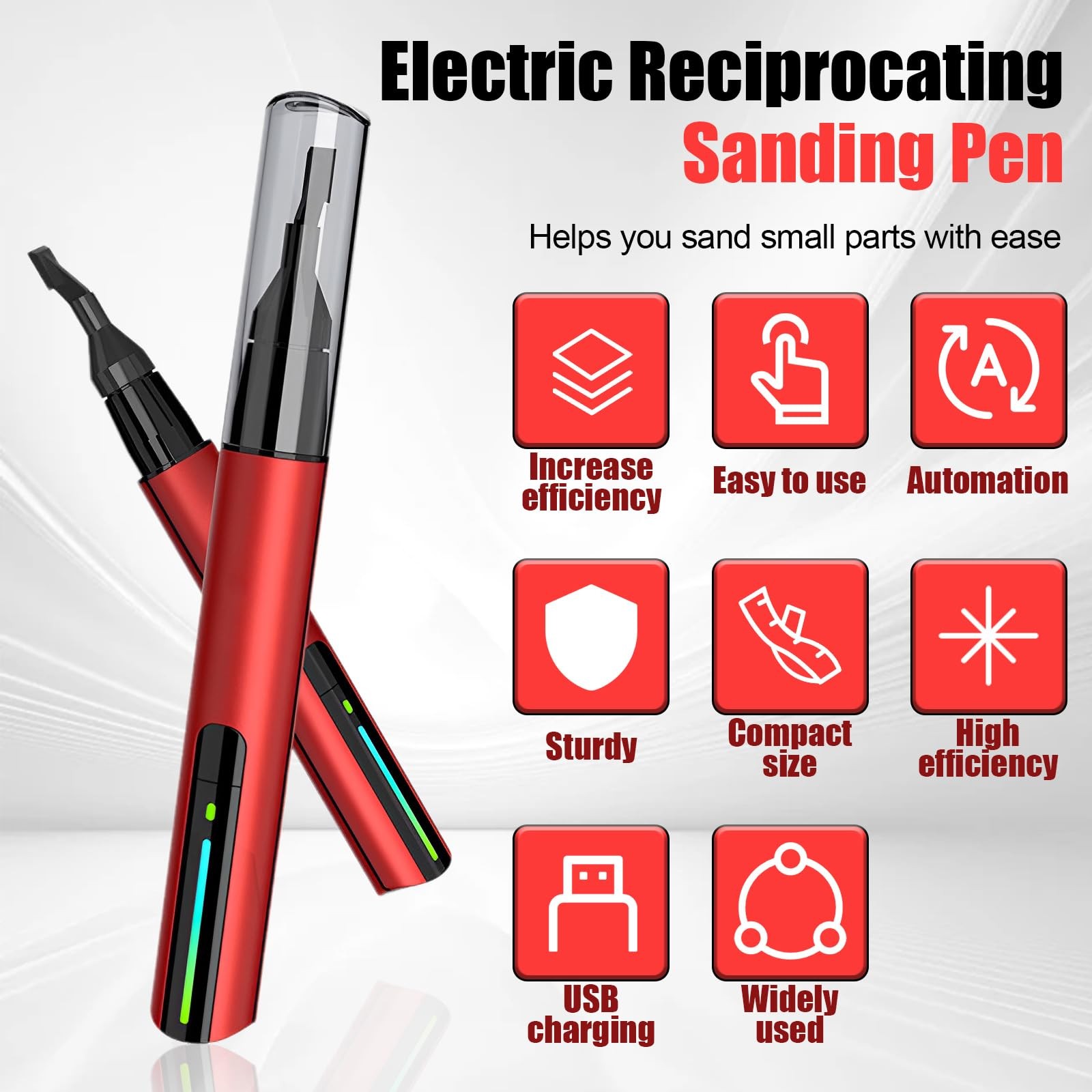 Mini Electric Detail Sander Tool with USB Charging & 8 Sanding Heads