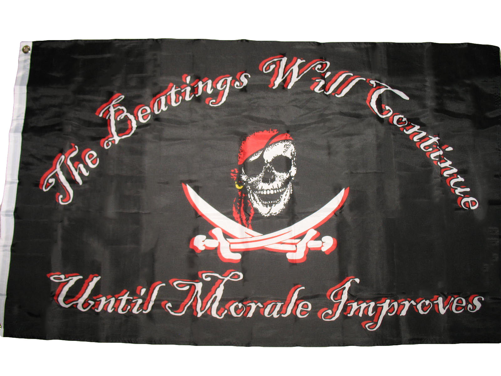 3×5 Jolly Roger Pirate Beatings will Continue Until Morale Improves Flag 3’x5′
