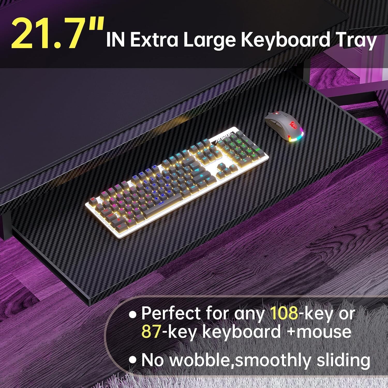 79″ L Shaped Gaming Desk w/Storage Shelf&LED Light Computer Desk for Home Office