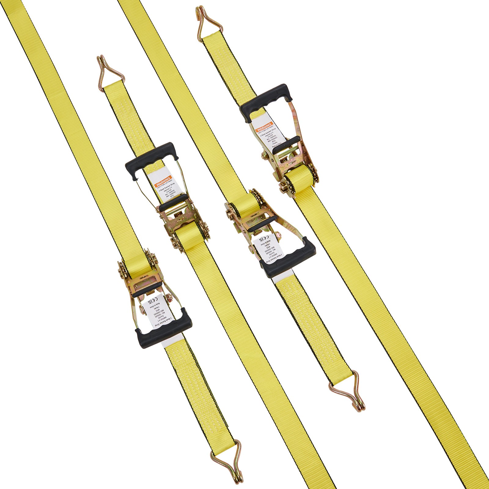 VEVOR 4 Pack Ratchet Tie Down Straps 5000 lbs 2″ x 15′ Heavy Duty Double J Hook