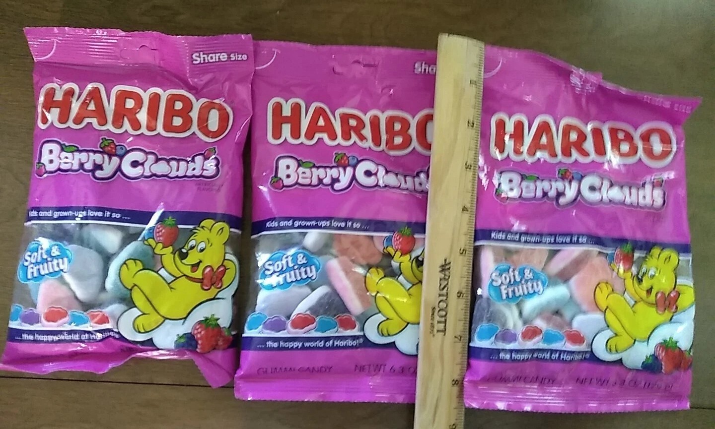 Haribo Berry Clouds Gummi Candies 6.3 Ounces Lot 3 Share Size