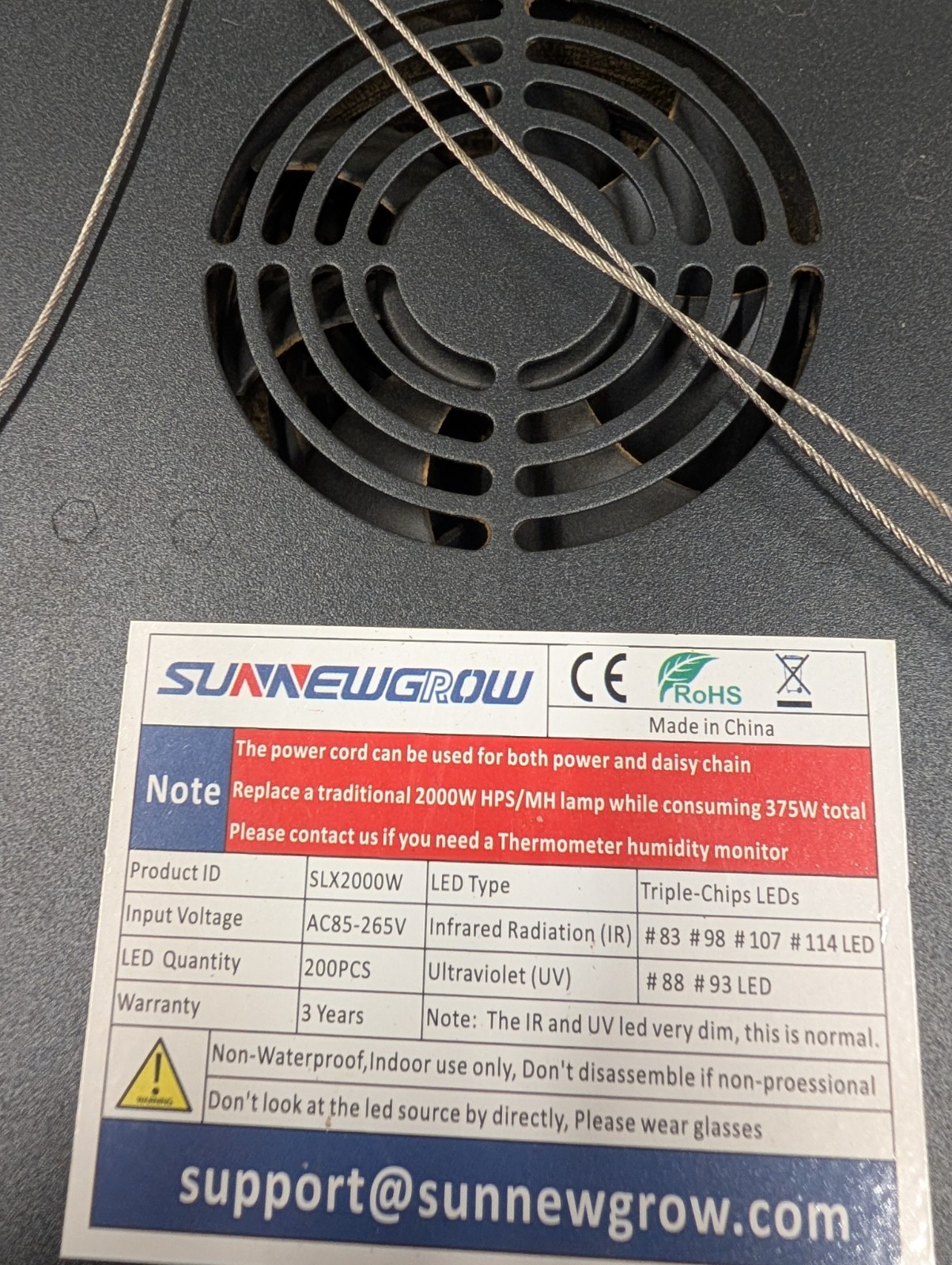 USED SUN NEW GROW 2000W LED Full Spectrum GroW Light SLX2000W* FREE SHIPPING*