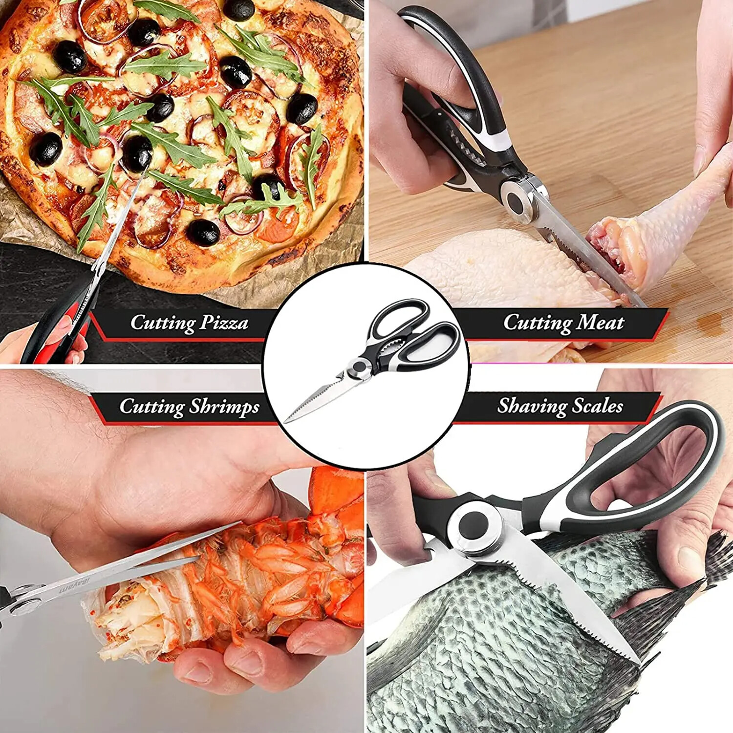 Stainless Steel Kitchen Shears Heavy Duty Scissors for Meat Fish Chicken Bones