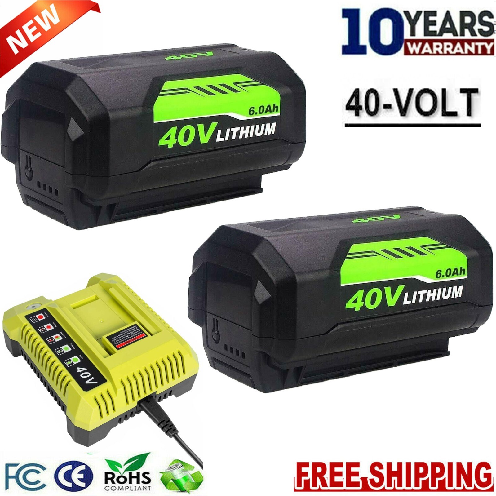 6.0Ah For Ryobi 40V Lithium Battery or Charger High Capacity OP4015 OP4026 OP401