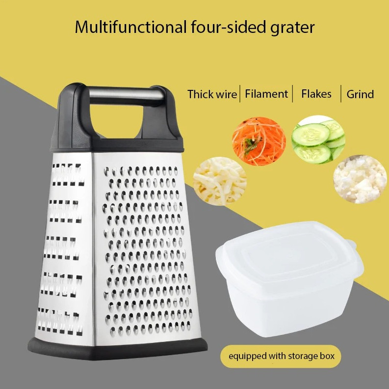 4-Side Box Grater Stainless Steel Vegetable Cheese Potato Slicer Cutter