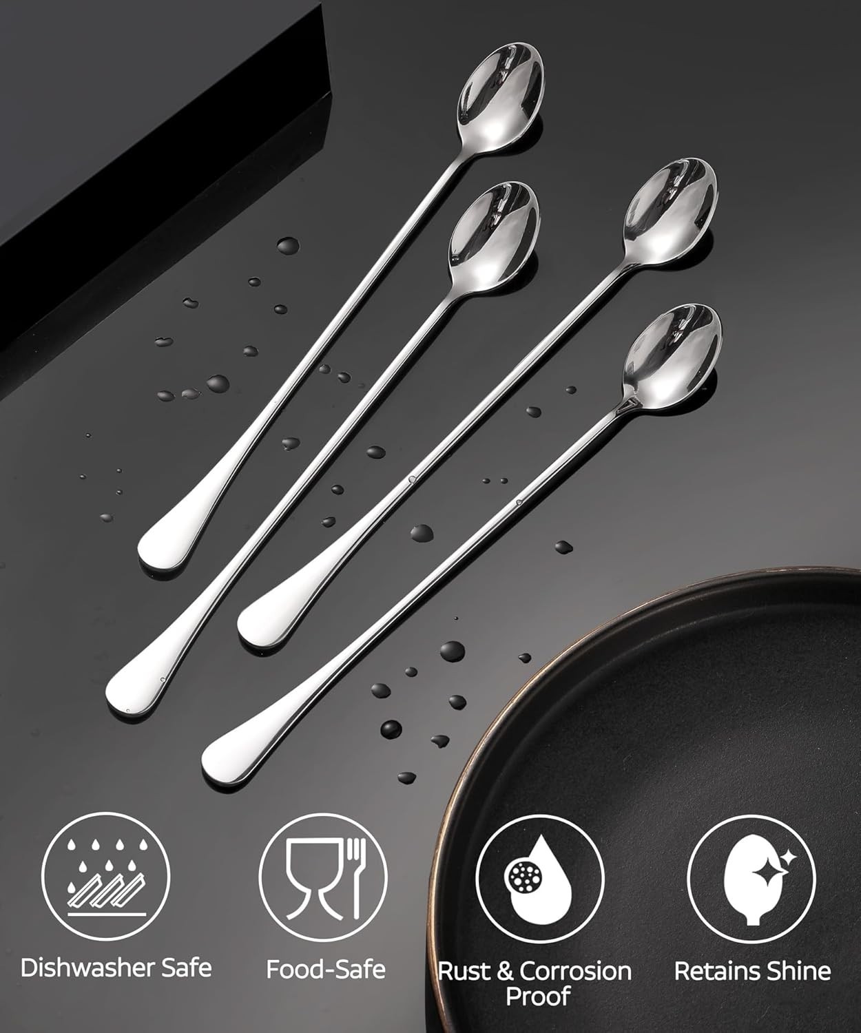 9.5-Inch Long Handle Spoon, Ice Tea Spoons, Ice Cream Spoon, Long Coffee Spoons
