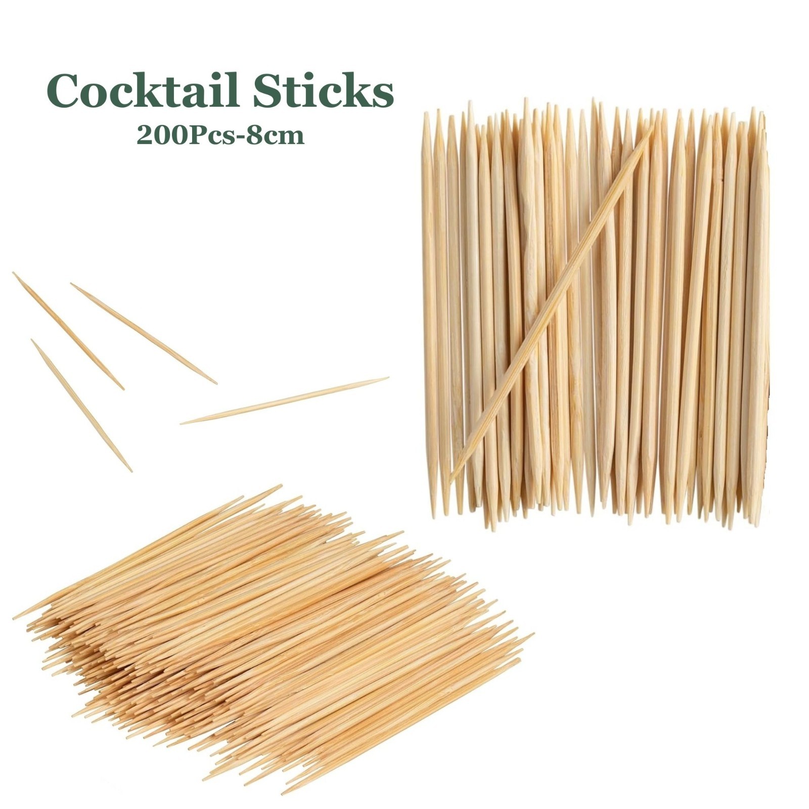 200 Wooden Cocktail Sticks perfect for Buffets and Cocktails use Toothpics 8cm