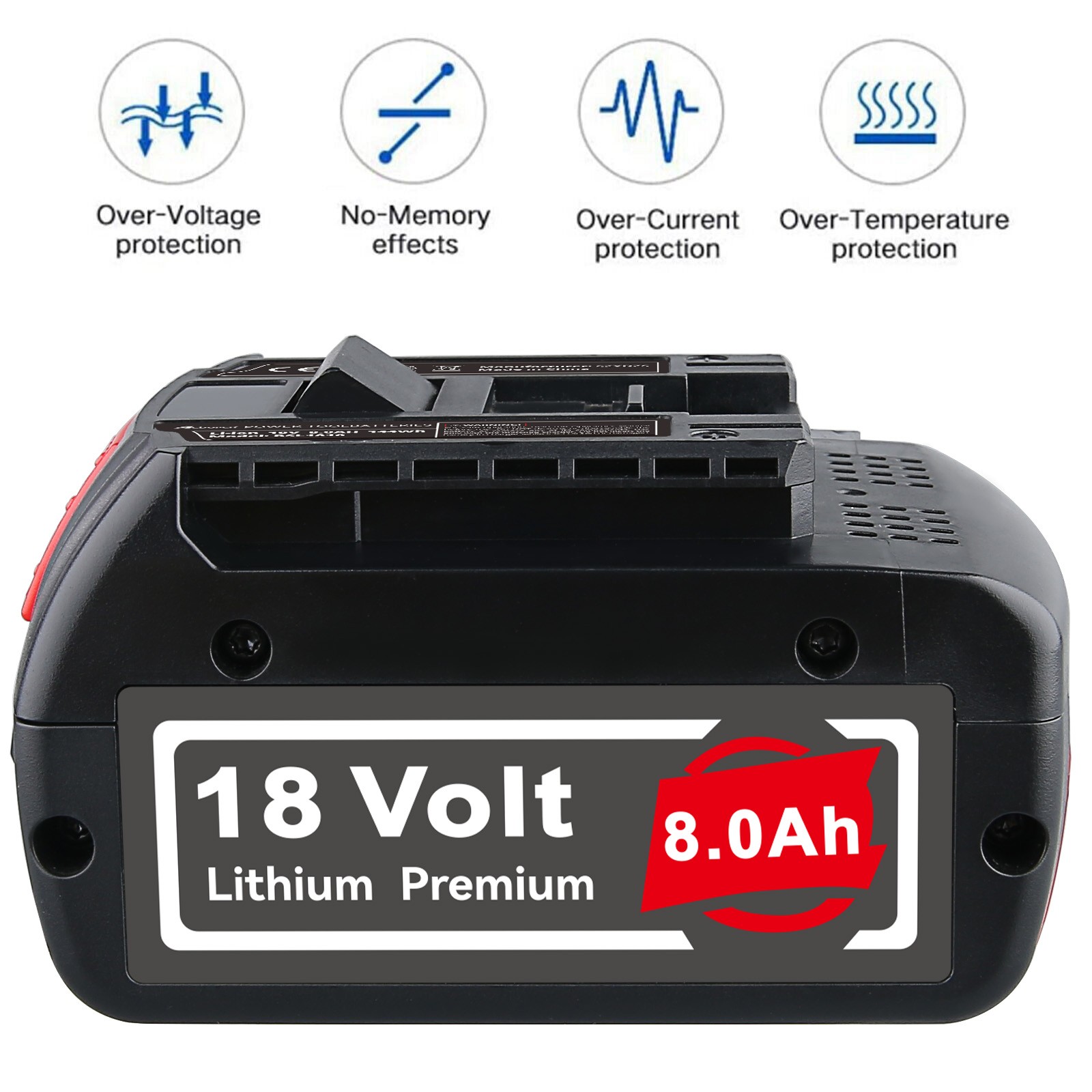 2pack 8.0AH 18V Battery For Bosch 18 VOLT Li-ion BAT609 BAT610G BAT618 24618-01