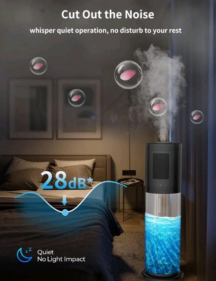 8L Smart Humidifier for Bedroom – 30dB Ultra Quiet, 60H Runtime, Aroma Diffuser