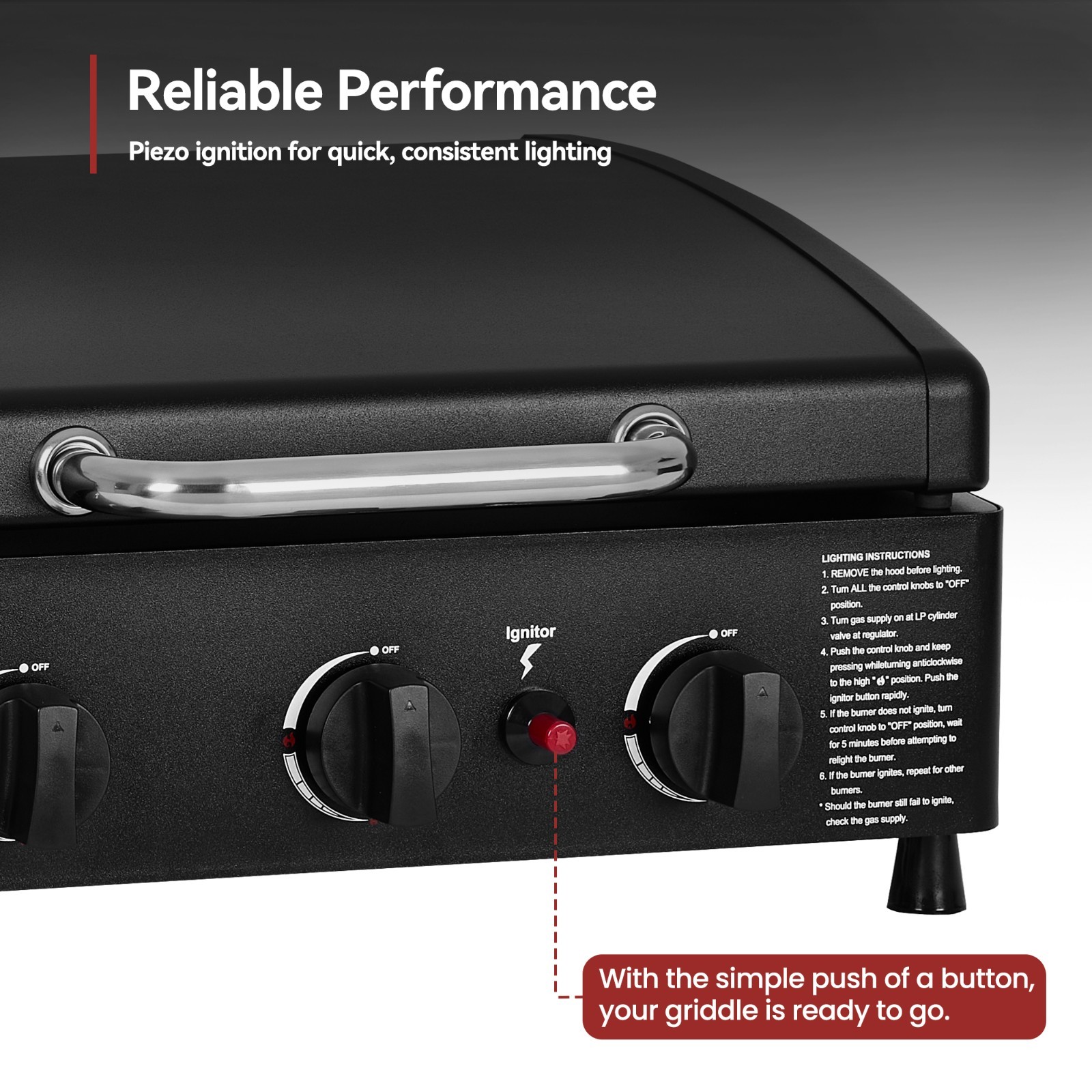 Royal Gourmet Portable 3-Burner Propane Griddle with Hood for Outdoor Cooking