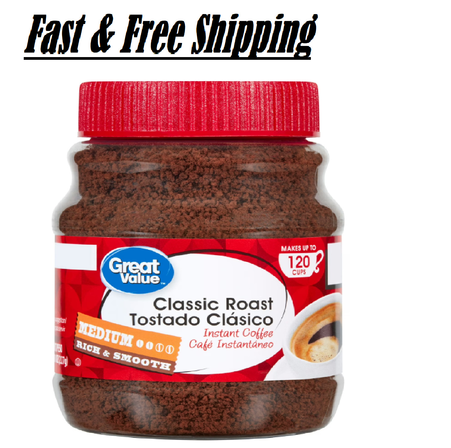 Great Value Classic Medium Roast Instant Coffee, 8 oz