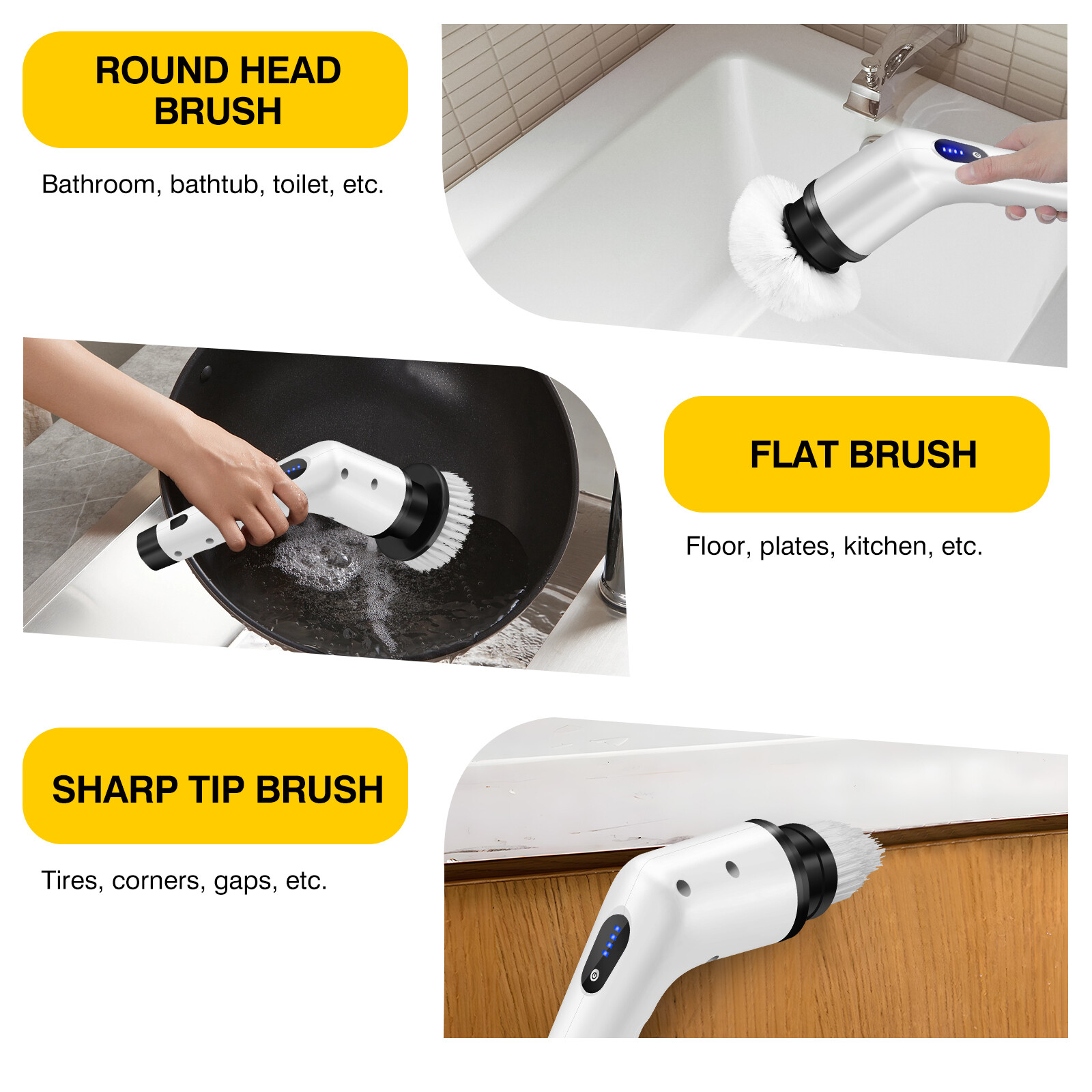 1500mAh Electric Spin Scrubber Cordless Bathtub Power Scrubber Cleaning Brush