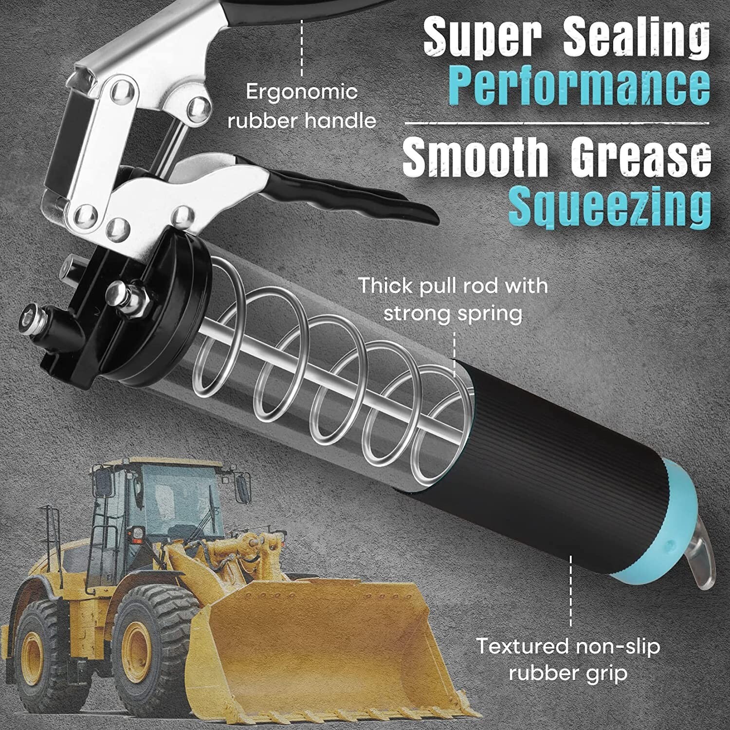 SHALL Professional Heavy Grease Gun, 7000 PSI Heavy Duty Pistol Grip Grease Gun