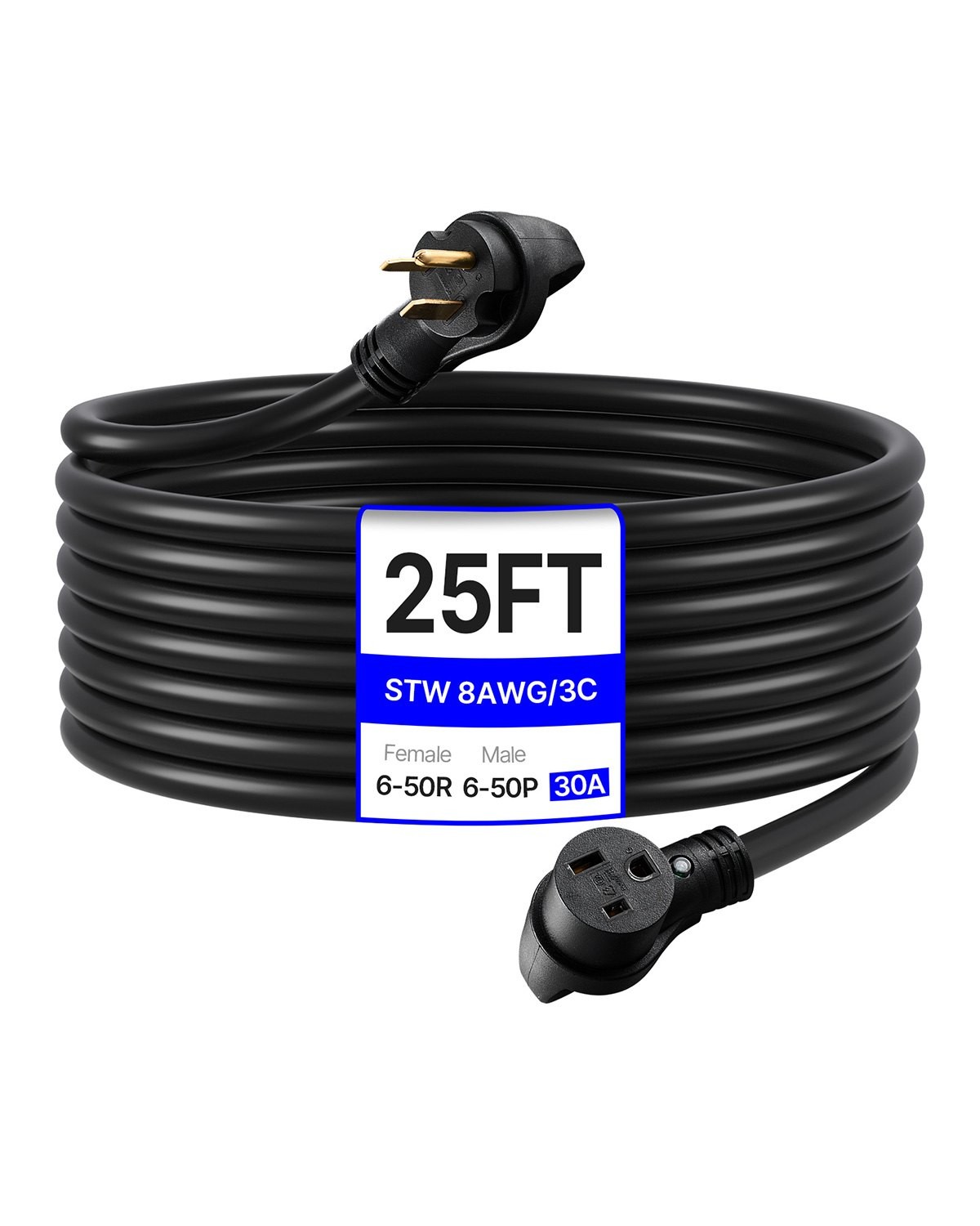 New/30-Amp Generator Extension Cord, 25 Foot, 250 Volts 7500 Watts Heavy Duty Po