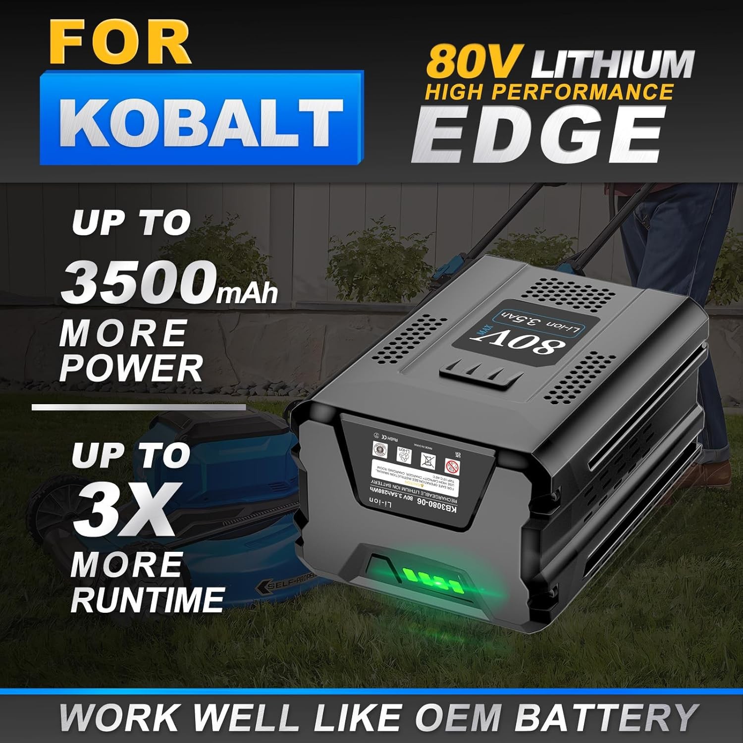 1-2Pack 80V 3.5Ah Battery Replacement for Kobalt 80V Max KB2580-06 KB3080-06 New