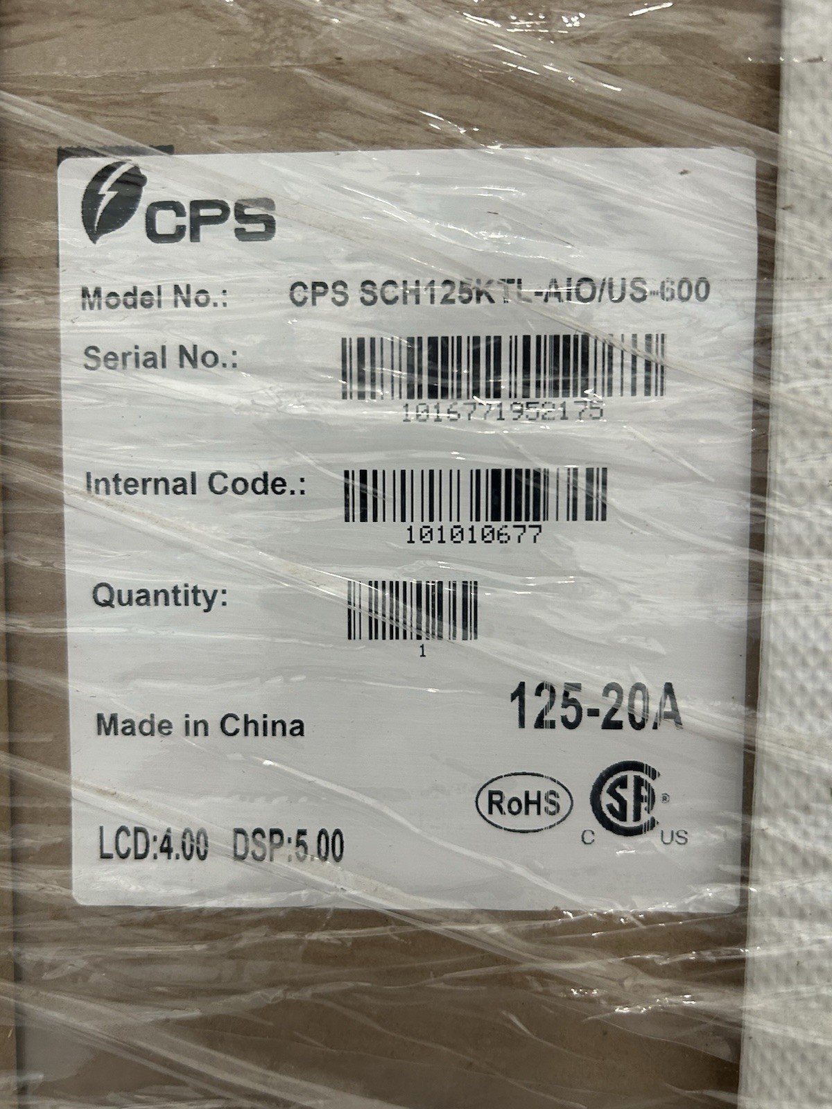 CPS SCH125KTL-AIO/US-600 125kW 1500Vdc String Inverter