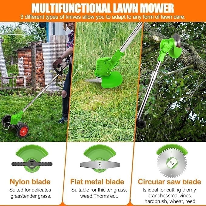 24V Cordless Weed Eater Electric Brush Cutter Lawn Edger Grass String Trimmer
