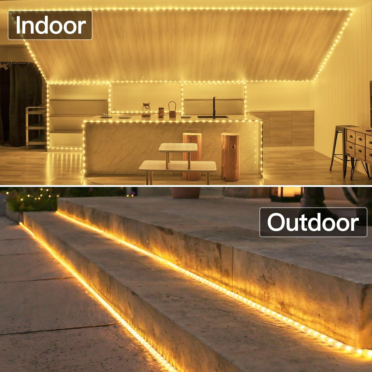 LED Rope Lights 50ft Waterproof Outdoor Indoor Dimmable Remote Decor