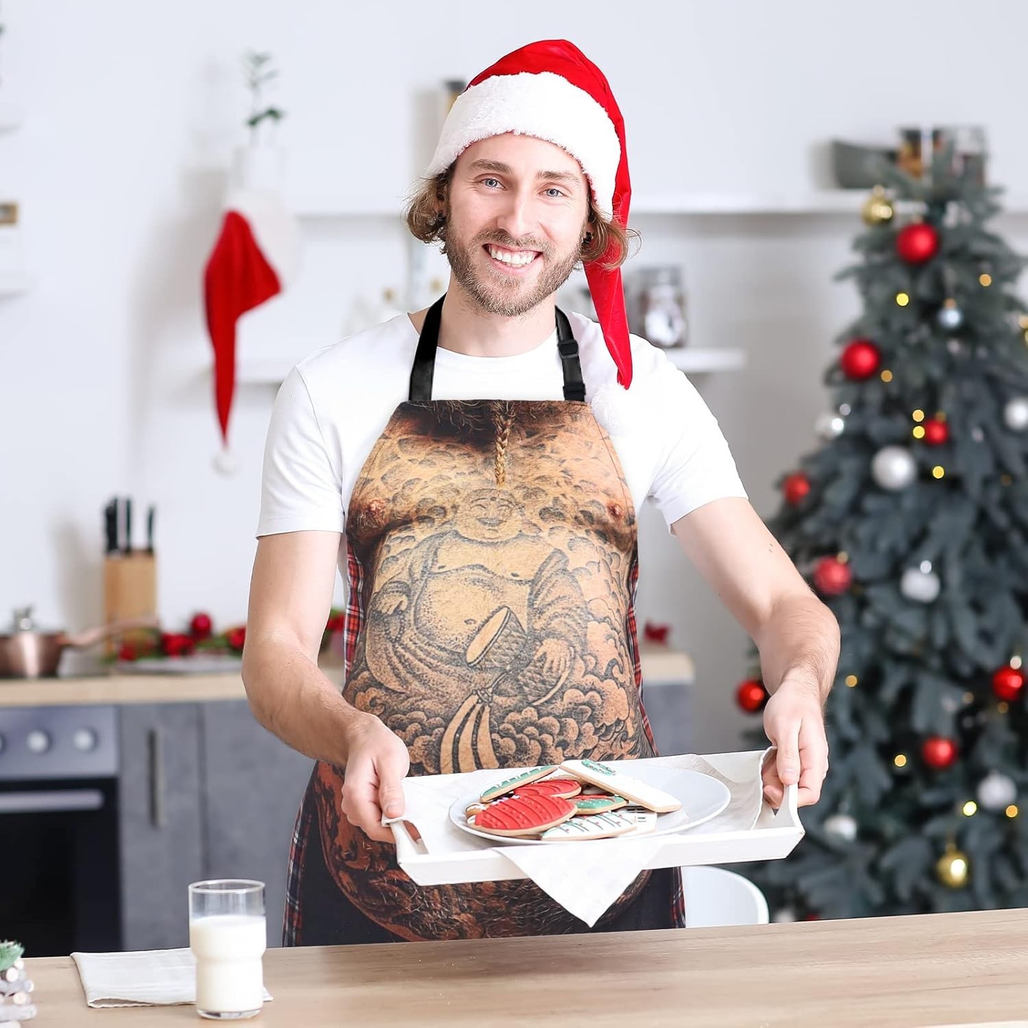 Adjustable Funny Cartoon BBQ Apron – One Size Fits Most! Ultimate Gag Gift