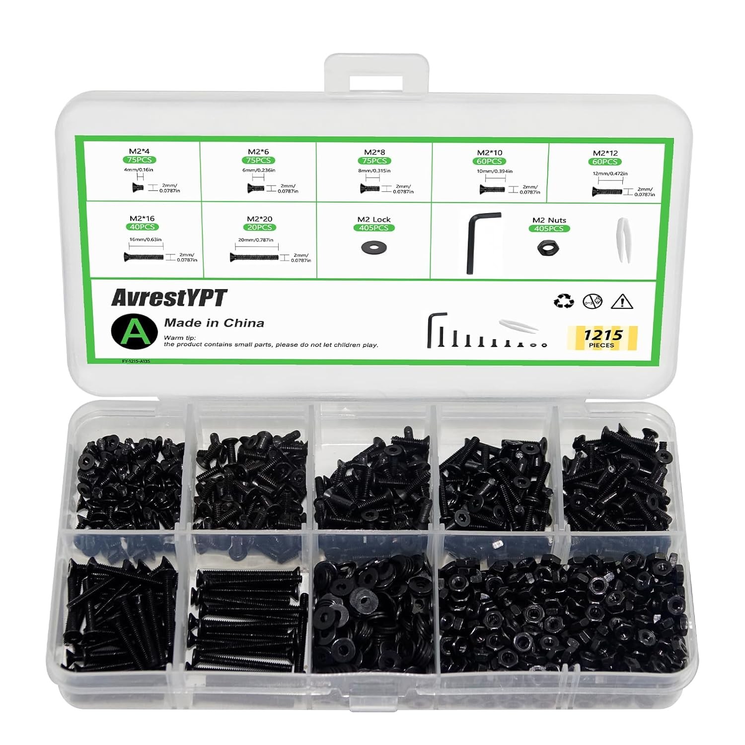 M2x4/6/8/10/12/16/20/25mm Hex Button/Socket Head Cap Screw Bolts Nuts Washer Set