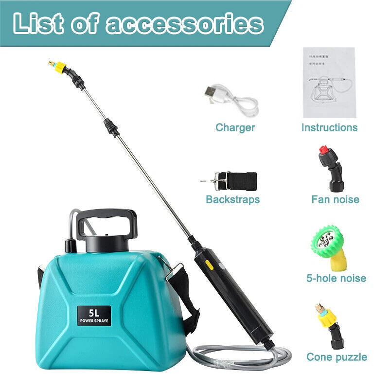 Garden Battery Powered Sprayer, Electric Power Operated Weed Sprayer 5L/1.35gal