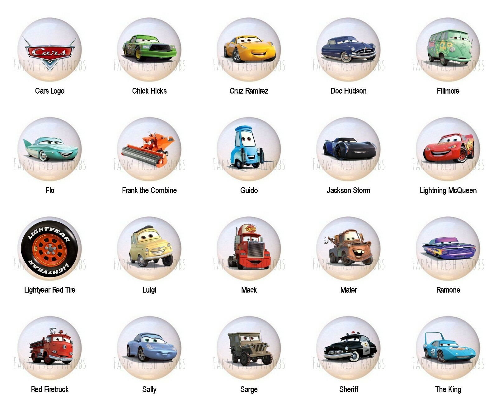 Disney Cars Decorative Ceramic Dresser Drawer Pulls Cabinet Cupboard Knobs