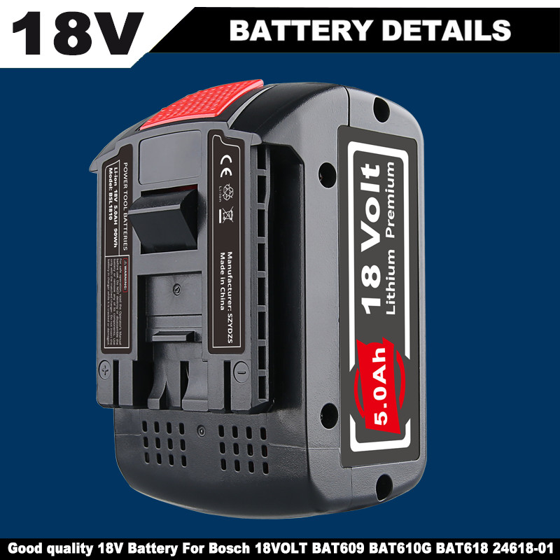18V for Bosch BAT618 BAT609 5.0Ah Li-ion Battery BAT620 BAT610G BAT619G 24618-01