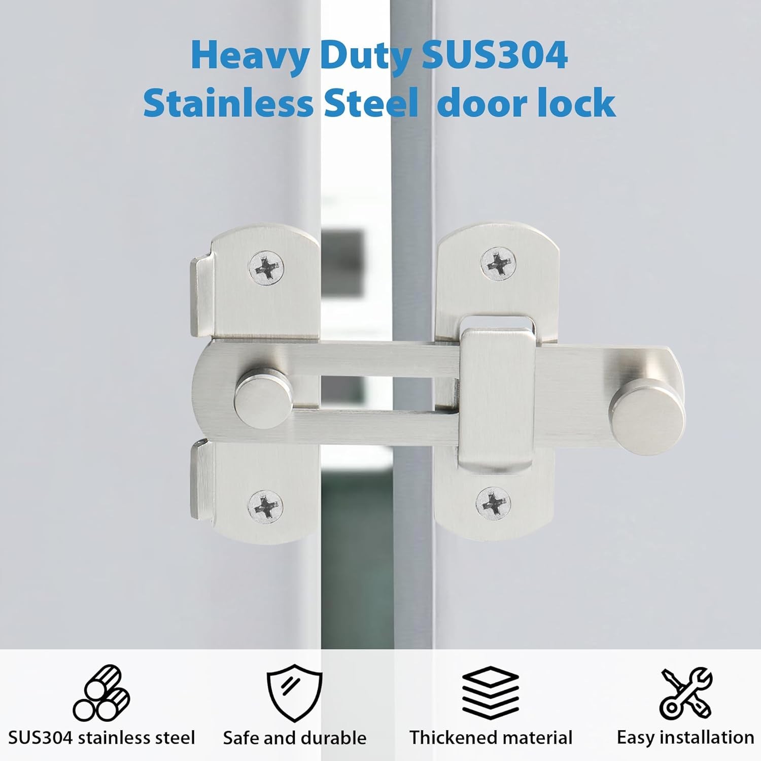 2PCS Heavy Duty Barn Door Lock 180°Flip Sliding Latch Lock Stainless Steel Matte