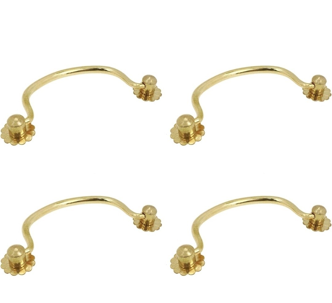 4pcs Antique Bail Pulls 4.17 Inch Cabinet Pulls Brass 4.17″ Hole Distance Gold