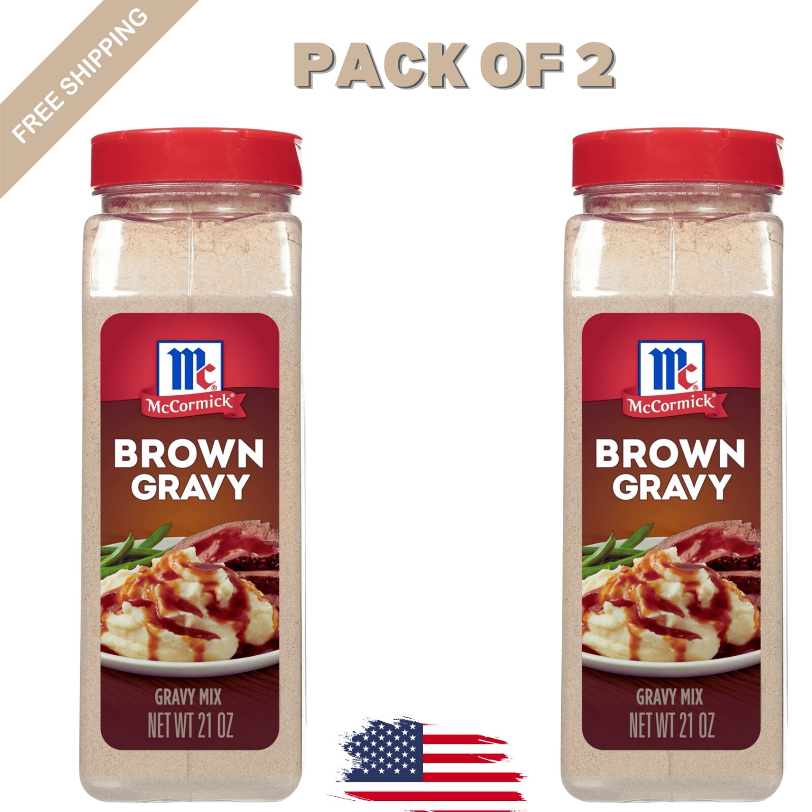 2 PACK – McCormick Brown Gravy Mix (21 oz.) Total 42 oz. FREE SHIPPING