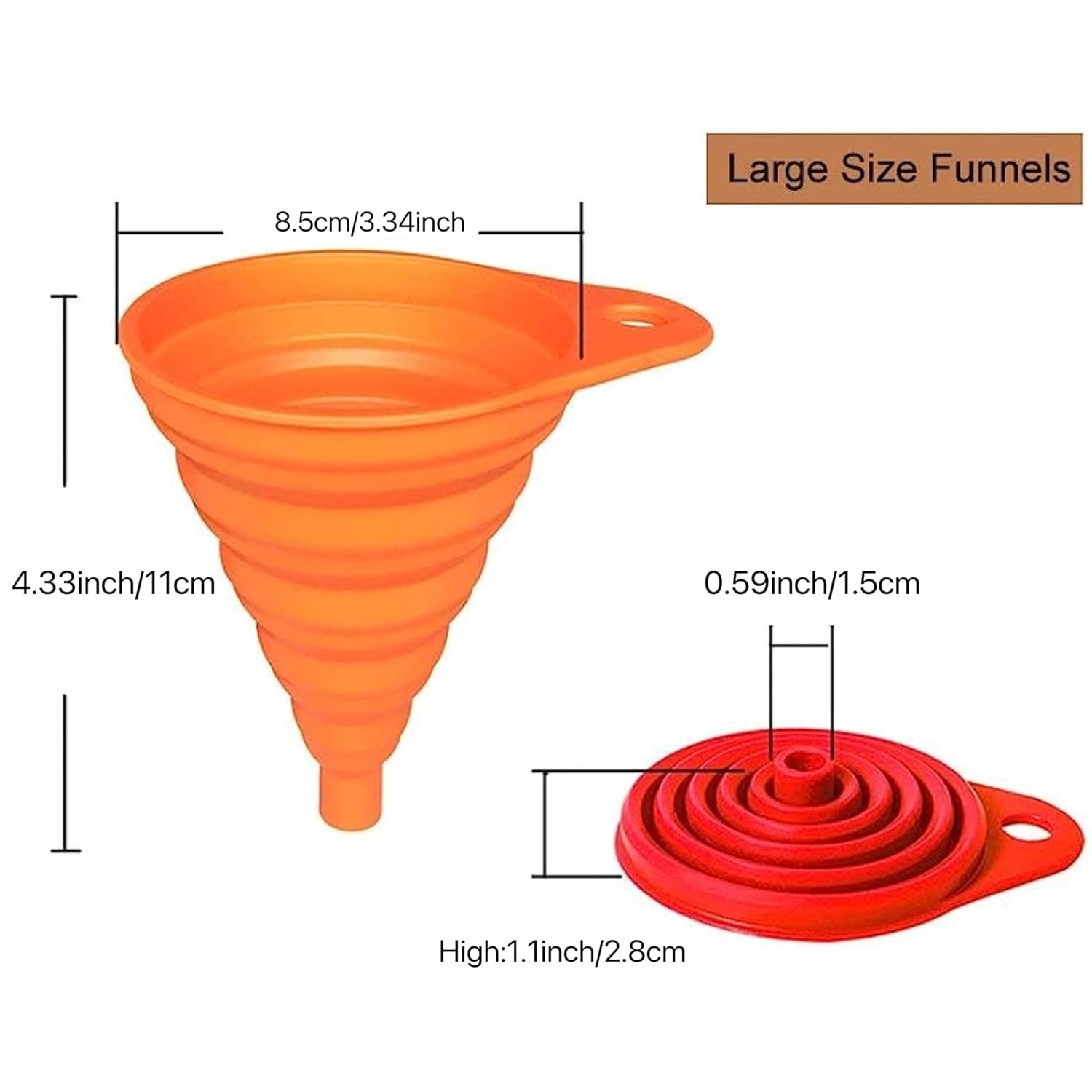 Kitchen Funnel Set 4 Pack, Small and Large, Kitchen Gadgets Accessories Foldable
