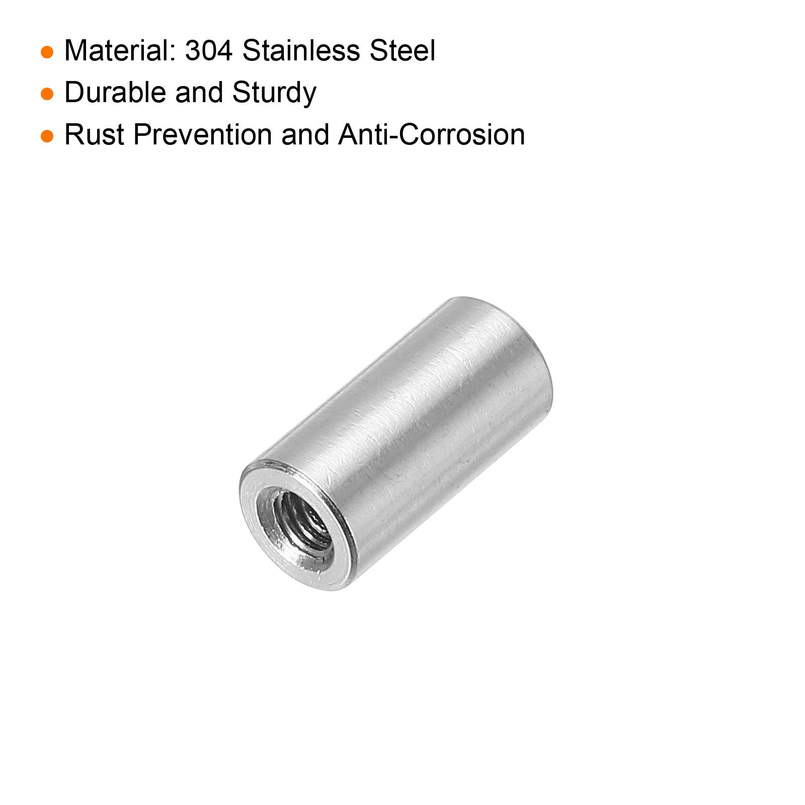 10Pcs Round Connector Nuts M4x12x6mm Coupling Nut Sleeve Rod Bar Stud Nut