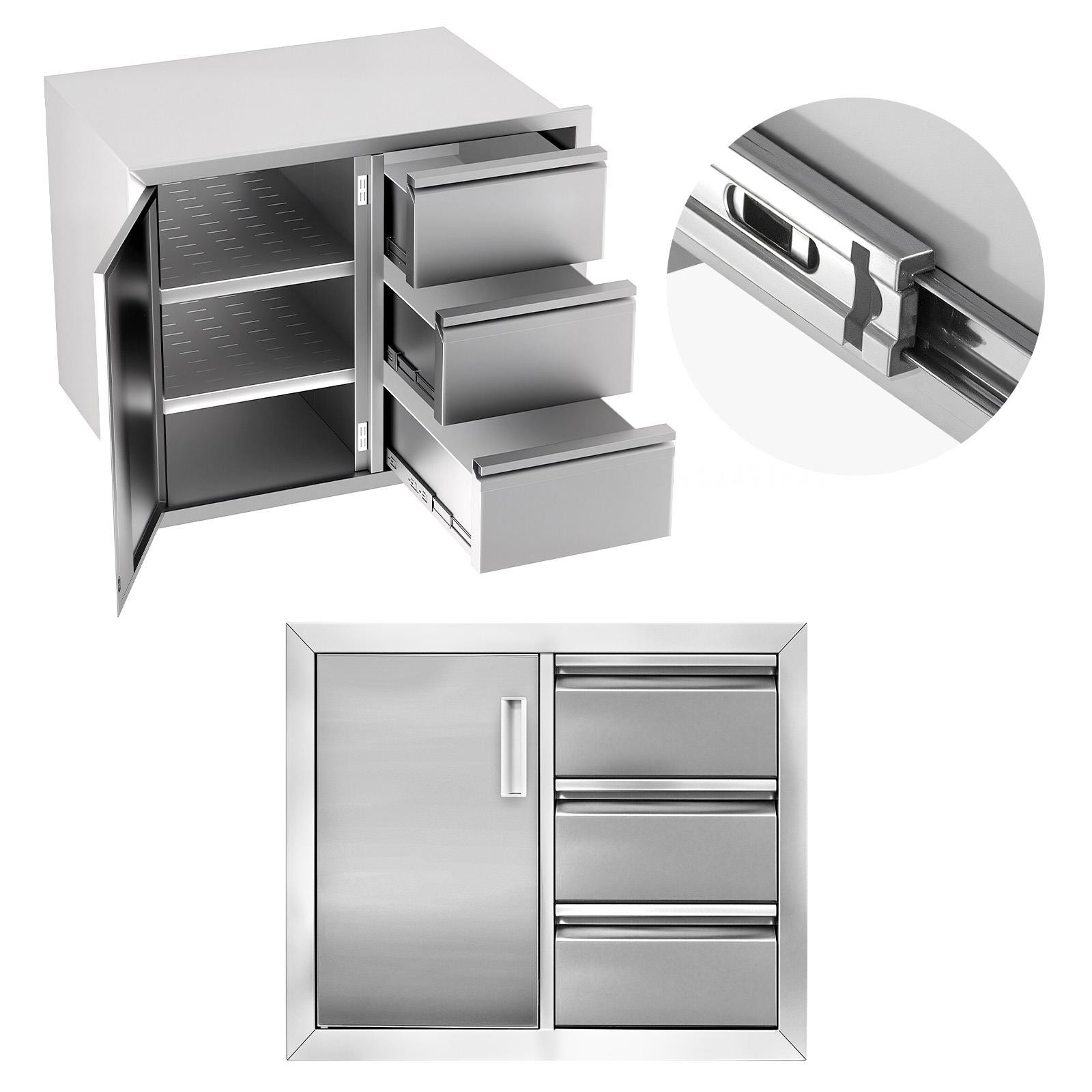 Outdoor Kitchen Door Drawer Combo 28″x22″ BBQ Triple Drawers & Access Cabinet