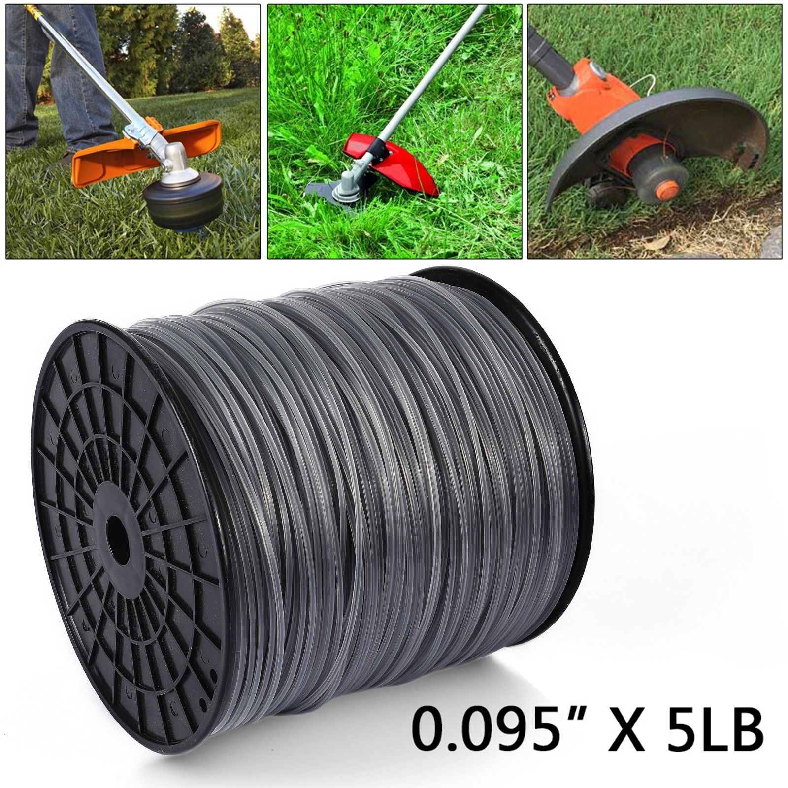 Trimmer Line 5lb .095 Square String Spool Commercial Grade 1850ft Fit Echo Stihl