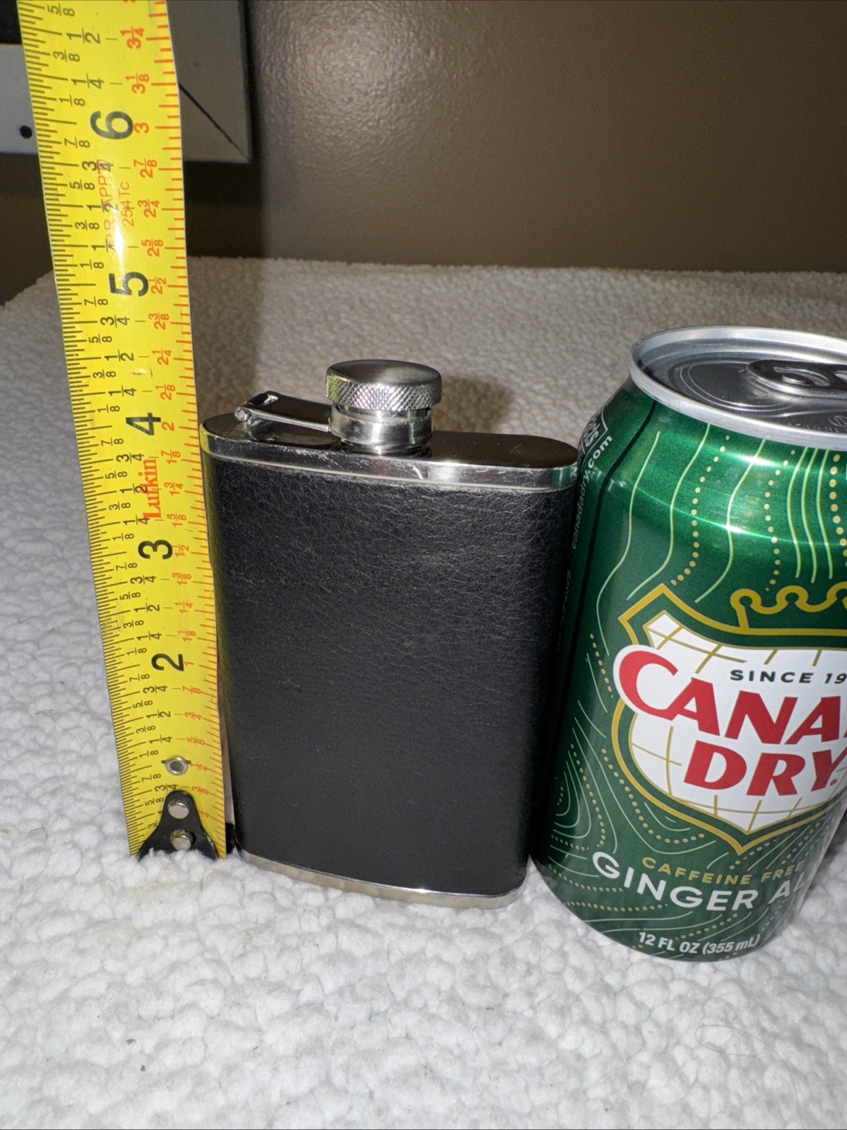 Wilsons Leather Wrapped Flask. Black Stainless Steel 18-8 3 1/2oz VG Con.