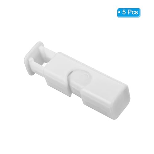 5-Pack Reusable ABS Plastic & Stainless Steel Spring Bread Bag Clips White
